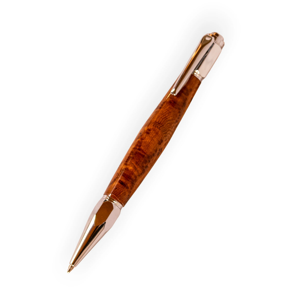 Handcrafted Bubinga Wood Click Ballpoint Pen with Chrome Hardware