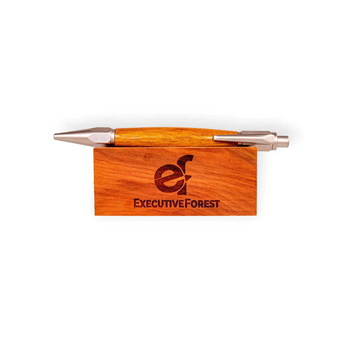 Handcrafted Light Wood Click Ballpoint Pen with Satin Silver Hardware