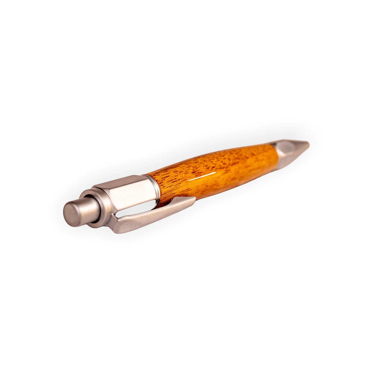 Handcrafted Light Wood Click Ballpoint Pen with Satin Silver Hardware