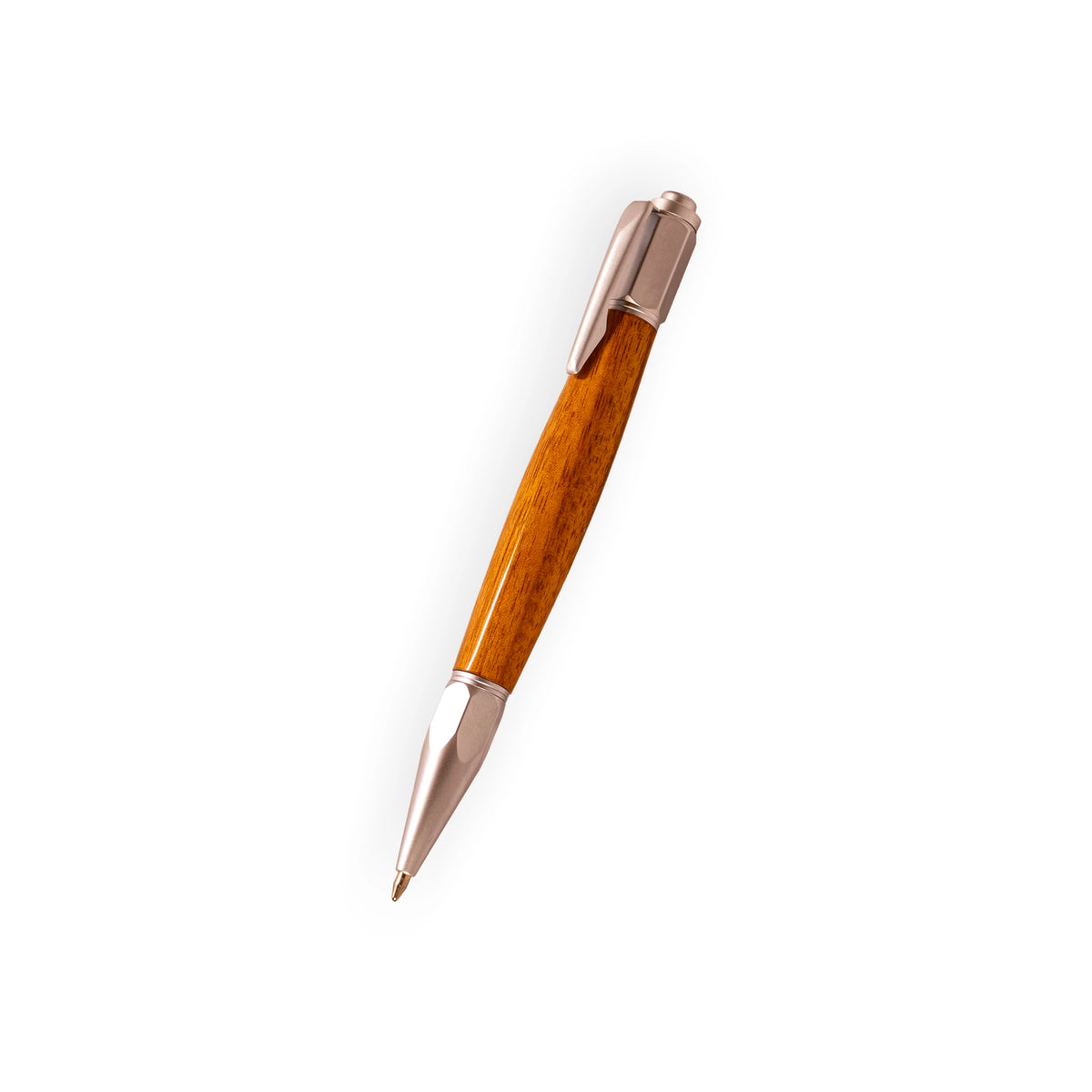 Handcrafted Light Wood Click Ballpoint Pen with Satin Silver Hardware