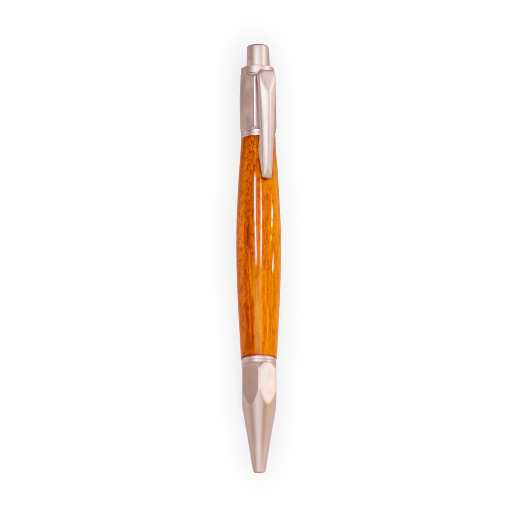 Handcrafted Light Wood Click Ballpoint Pen with Satin Silver Hardware