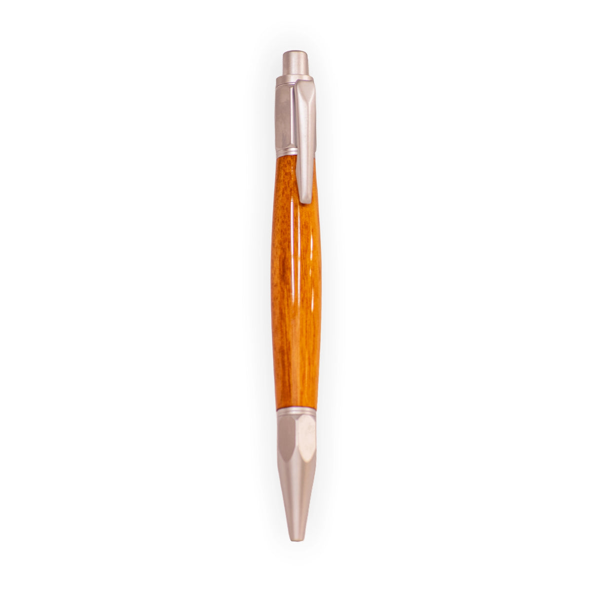 Handcrafted Light Wood Click Ballpoint Pen with Satin Silver Hardware