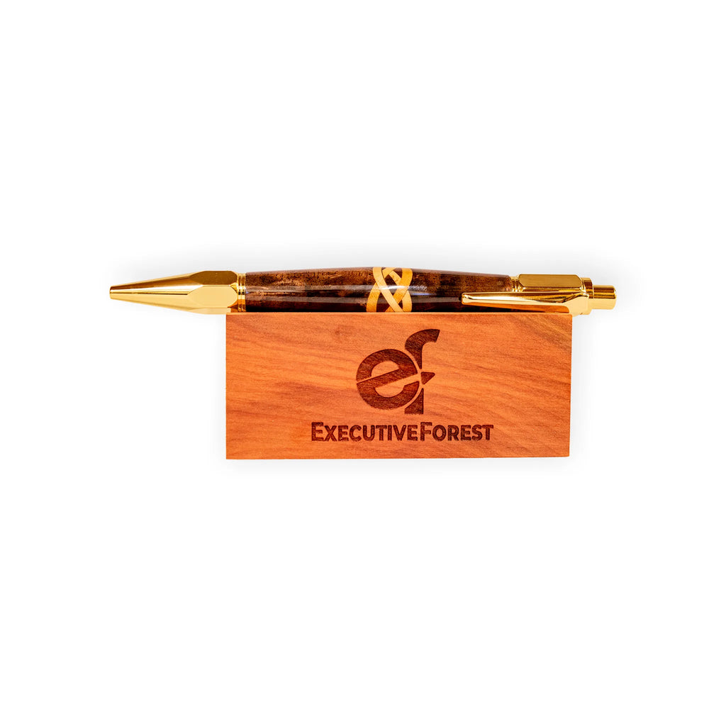 Handcrafted Walnut Celtic Knot Inlay Click Ballpoint Pen