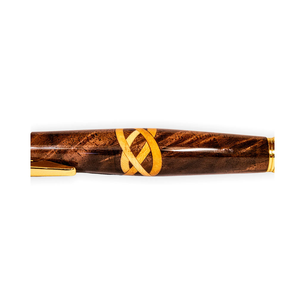 Handcrafted Walnut Celtic Knot Inlay Click Ballpoint Pen