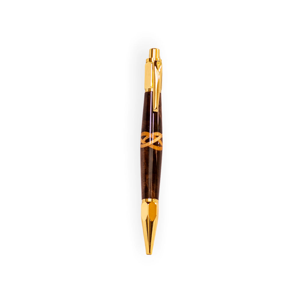 Handcrafted Walnut Celtic Knot Inlay Click Ballpoint Pen