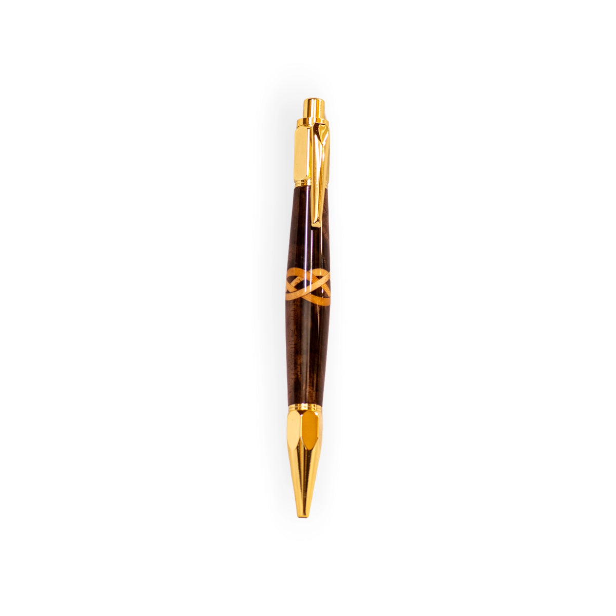 Handcrafted Walnut Celtic Knot Inlay Click Ballpoint Pen
