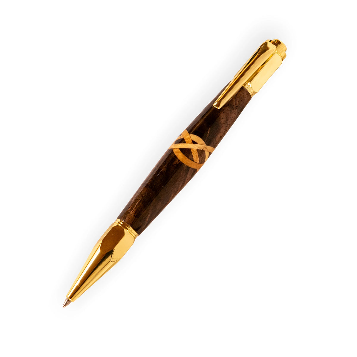 Handcrafted Walnut Celtic Knot Inlay Click Ballpoint Pen