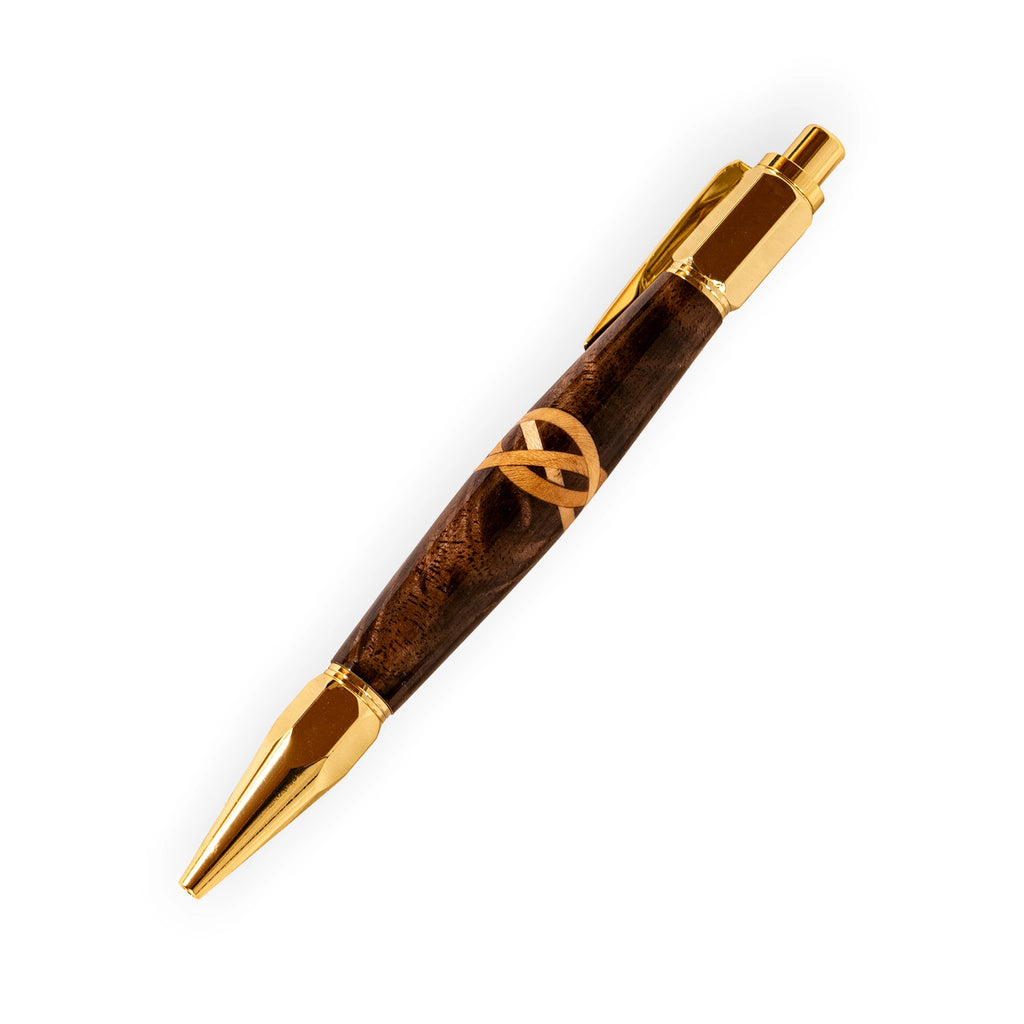 Handcrafted Walnut Celtic Knot Inlay Click Ballpoint Pen