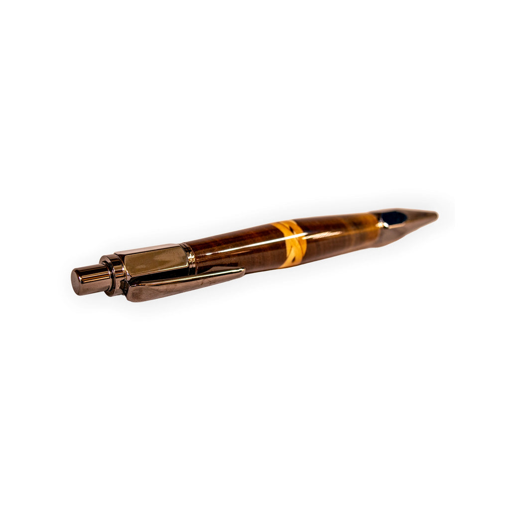 Handcrafted Walnut Celtic Knot Inlay Click Ballpoint Pen – Gunmetal