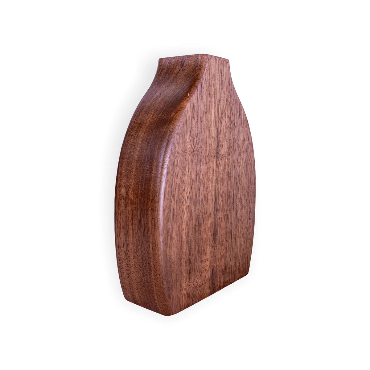 Solid Walnut Wood Vase with Glass Insert – Sculptural Flower Décor