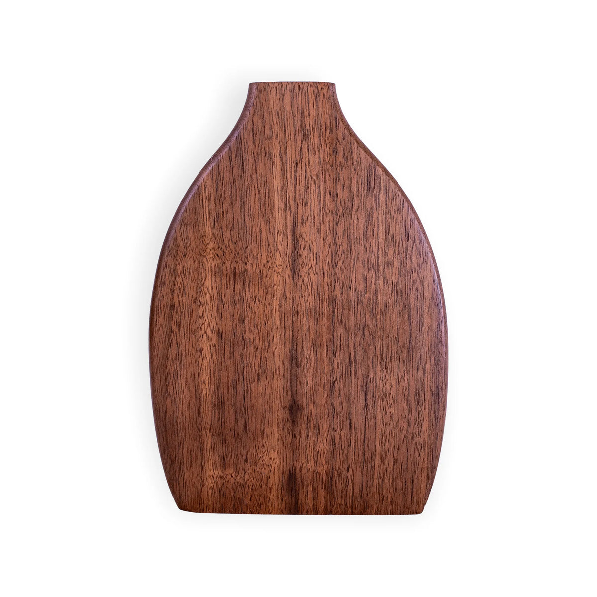 Solid Walnut Wood Vase with Glass Insert – Sculptural Flower Décor