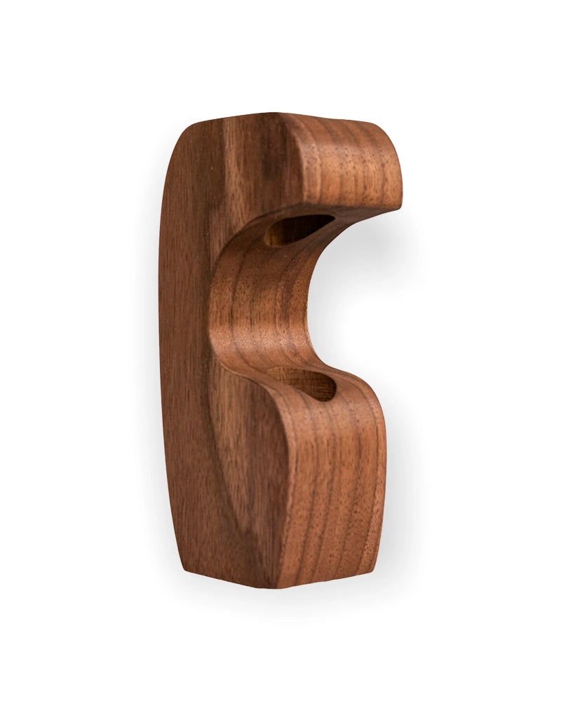 Sculptural Wooden Single-Stem Bud Vase with Glass Tube