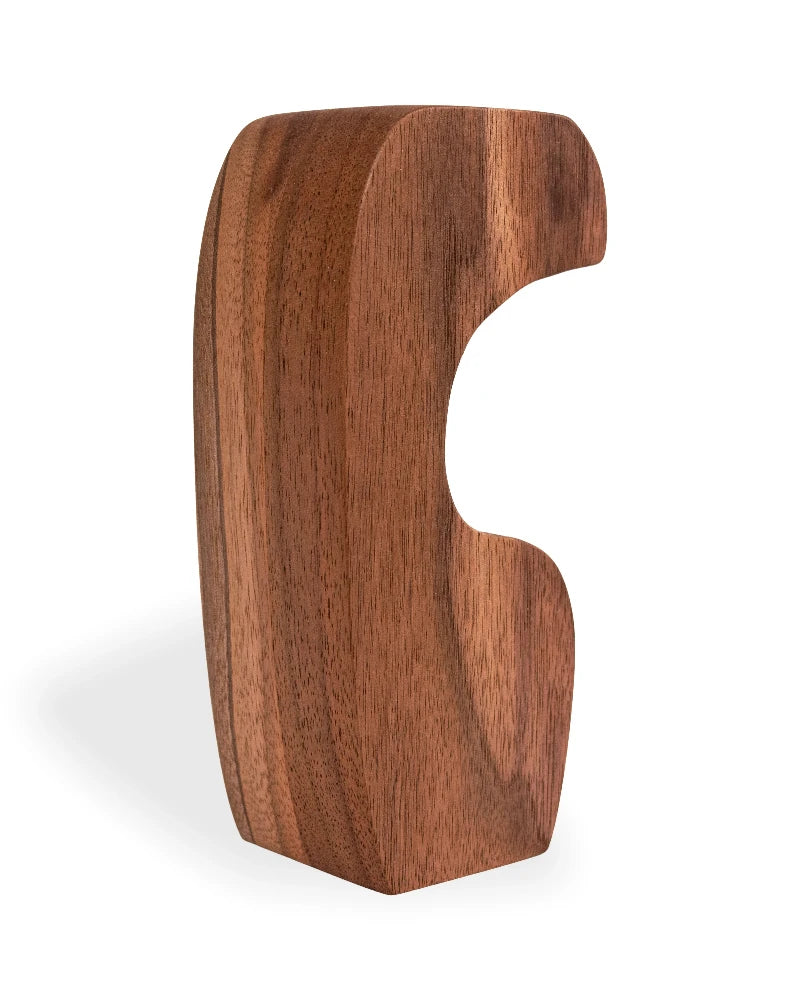 Sculptural Wooden Single-Stem Bud Vase with Glass Tube