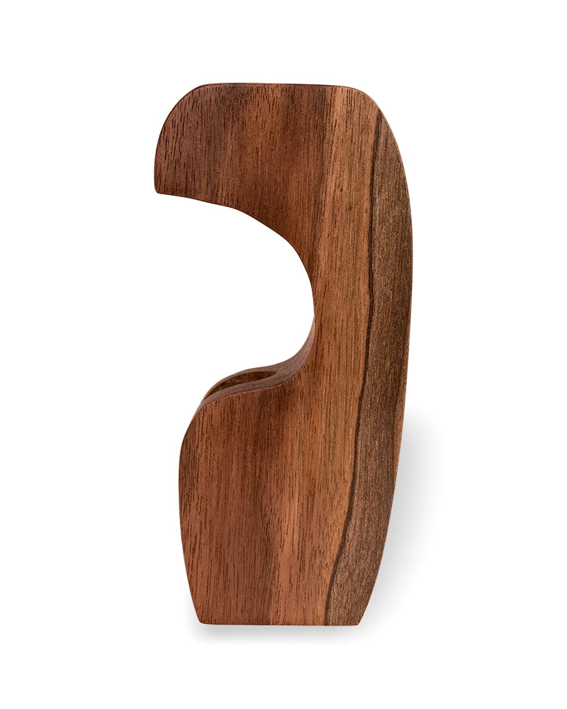 Sculptural Wooden Single-Stem Bud Vase with Glass Tube