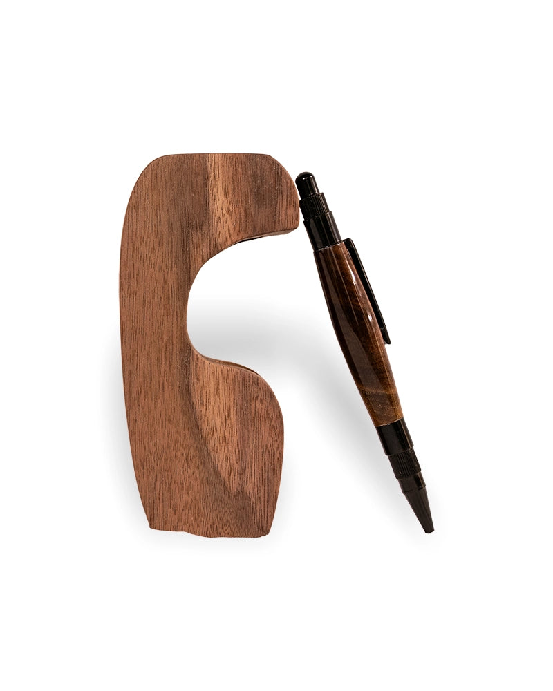 Sculptural Wooden Single-Stem Bud Vase with Glass Tube