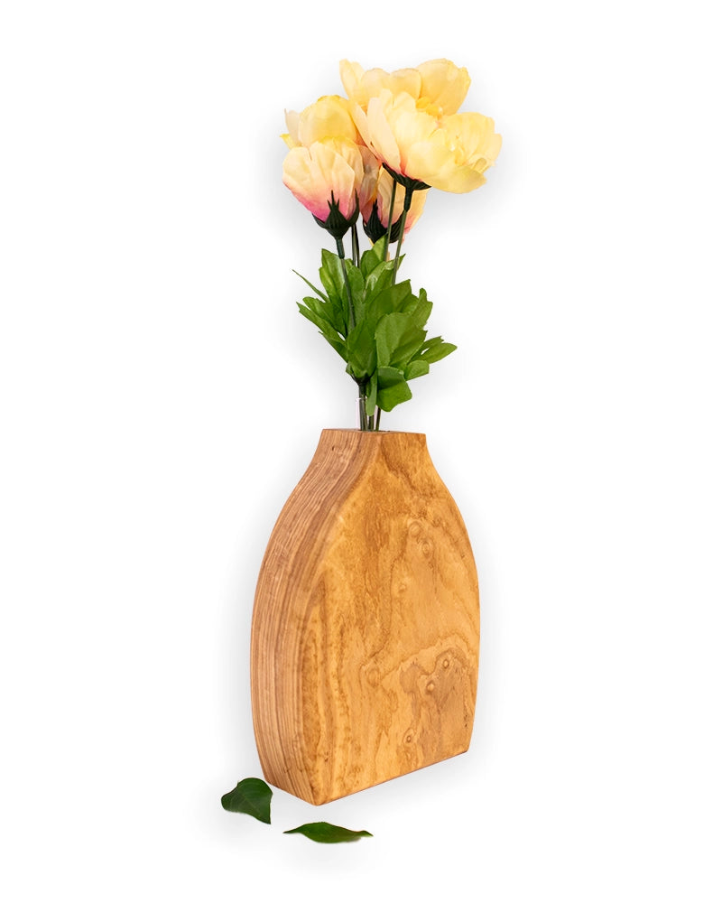 Organic Oval Wooden Bud Vase – Sculptural Natural Wood Décor