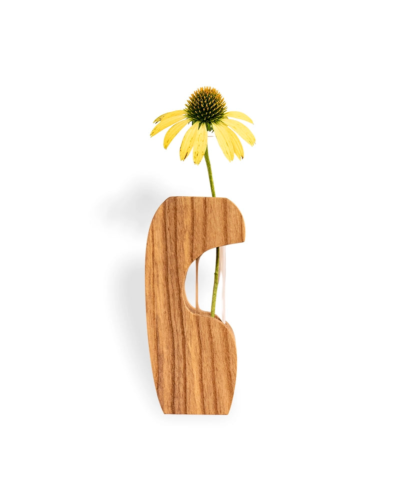 Sculptural Wooden Single-Stem Bud Vase – Minimalist Home Décor