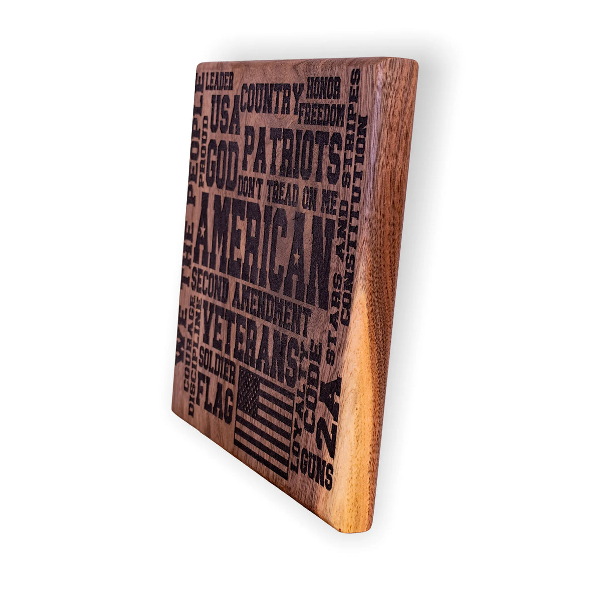 Engraved Walnut American Patriot Word Art Plaque