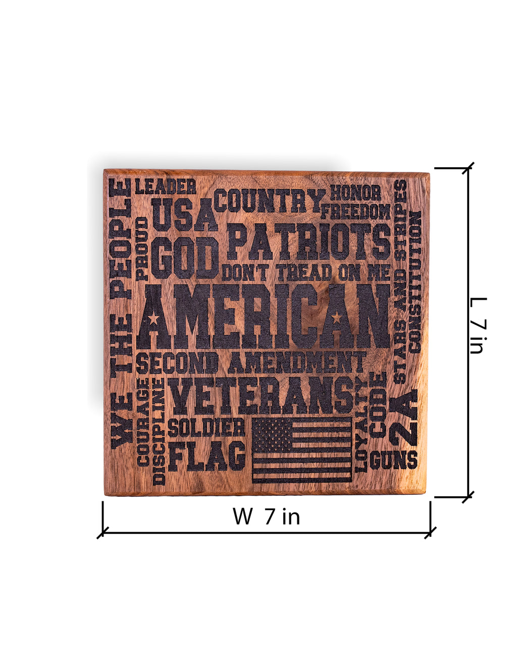 Engraved Walnut American Patriot Word Art Plaque