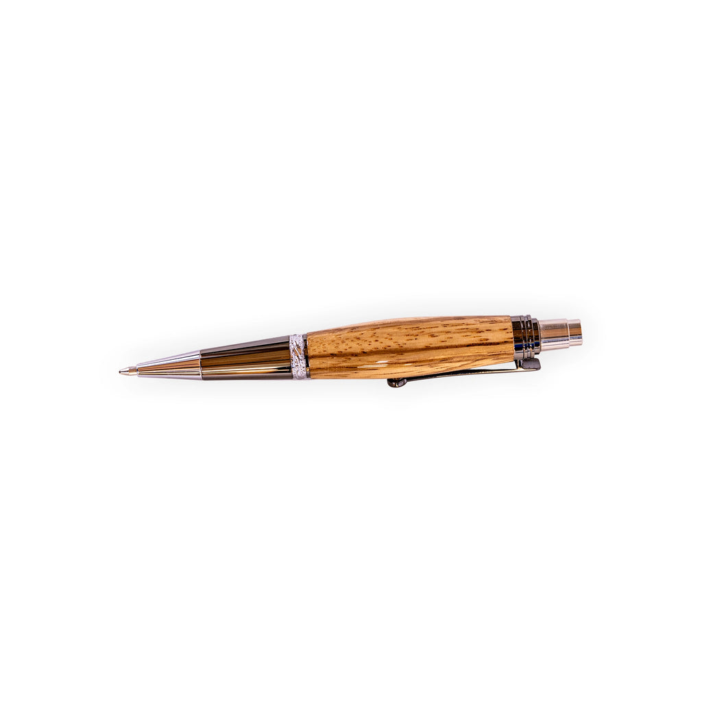 Handcrafted Zebrawood Click Ballpoint Pen with Gunmetal Hardware