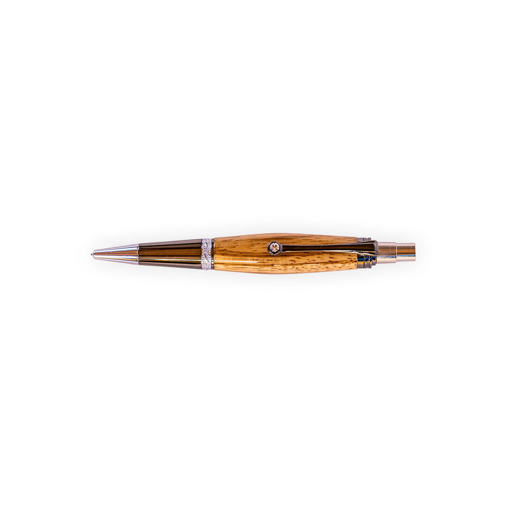 Handcrafted Zebrawood Click Ballpoint Pen with Gunmetal Hardware