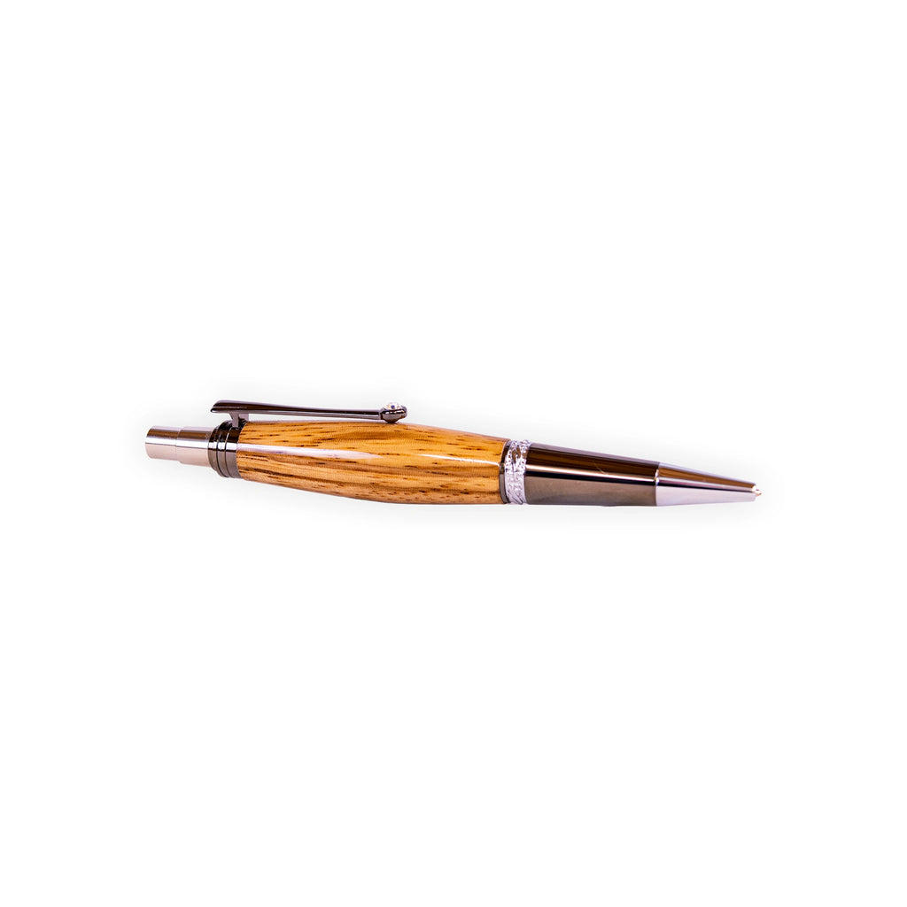 Handcrafted Zebrawood Click Ballpoint Pen with Gunmetal Hardware
