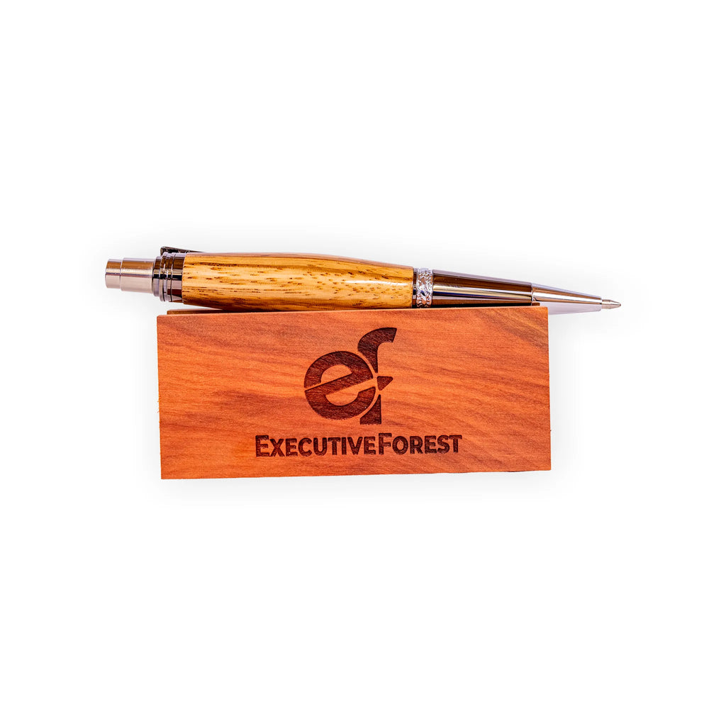 Handcrafted Zebrawood Click Ballpoint Pen with Gunmetal Hardware