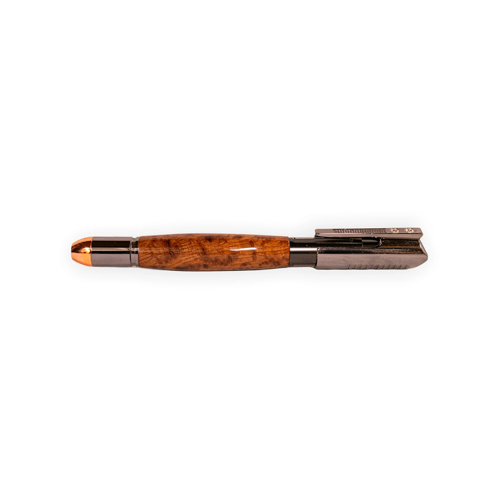 Figured Burl Wood Semi-Auto Rifle Ballpoint Pen – Tactical Gift