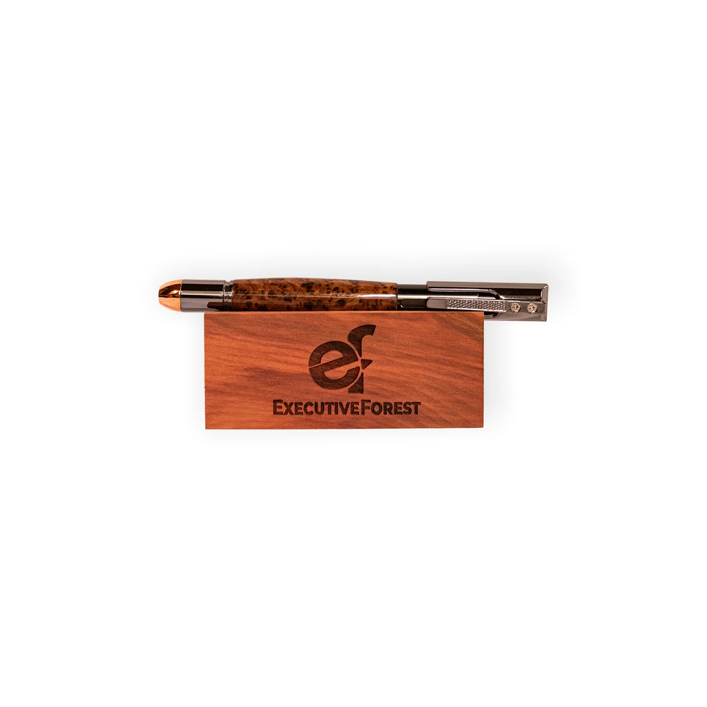 Figured Burl Wood Semi-Auto Rifle Ballpoint Pen – Tactical Gift
